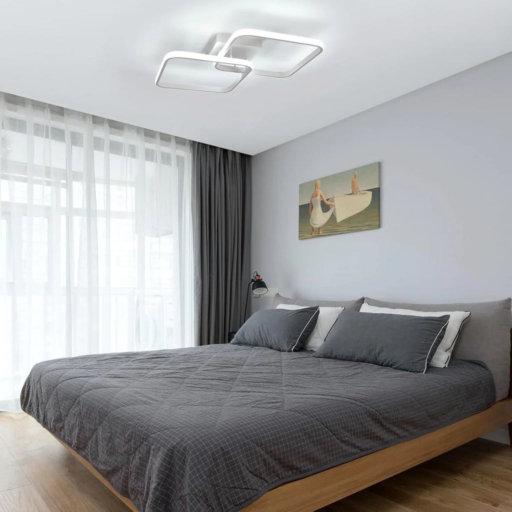Modern Dimmable Minimalist LED Ceiling Light,Square Modern Flush Mount Fixture with Adjustable Light,Three Colour Dimming 3000K-6500K for Bedroom,Living Room