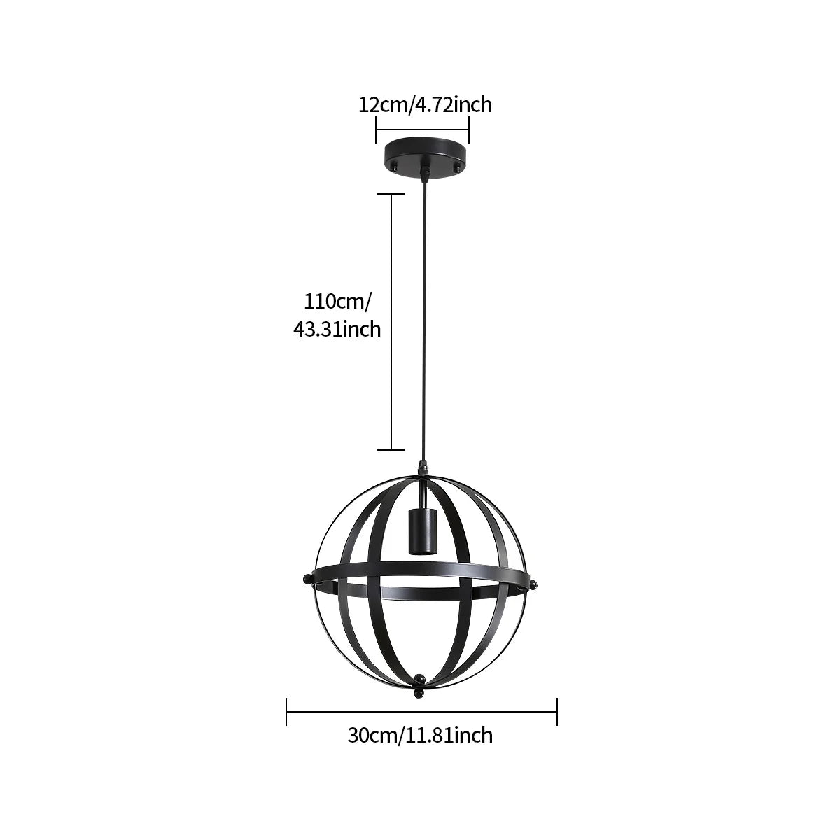 Modern Industrial Metal Pendant Hanging Light Fixtures,Farmhouse Black Cage Chandelier for Kitchen Island（Bulb not included）
