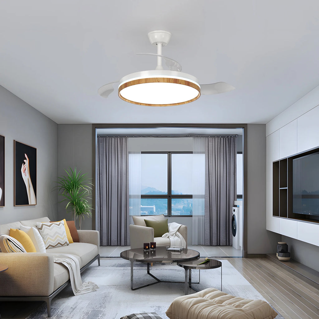 Dimmable Ceiling Fans Light,36W Ultra-Thin Fan Light With Remote Control 3000K/4500K/65000K,6 Speeds For Living Room