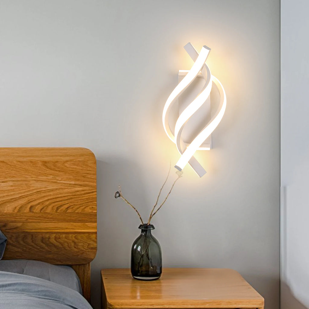 Modern LED Wall Lamp, 22W Spiral Twisted Design Wall Sconce Metal Indoor Lighting Fixture for Bedroom Living Room Corridor,Non-Dimmable,Warm Light 3000K