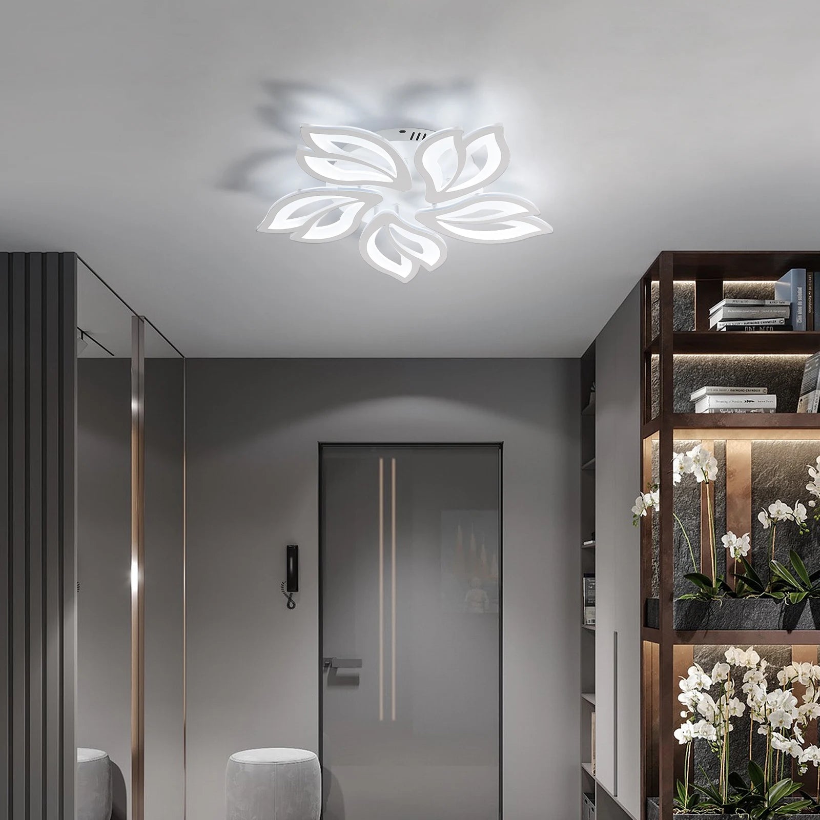 Modern Flower LED Ceiling Light, Non-dimmable Indoor Ceiling Lamp for Bedroom Living Room,Cold White Light 6500K