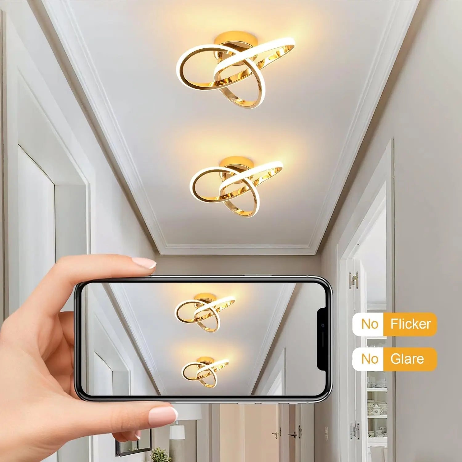 LED Ceiling Light,Modern LED Ceiling Light 22W 2500 LM,Aluminium Ceiling Light for Bedroom,Kitchen,Balcony,Living Room,Hallway,Warm Light 3000K-25cm