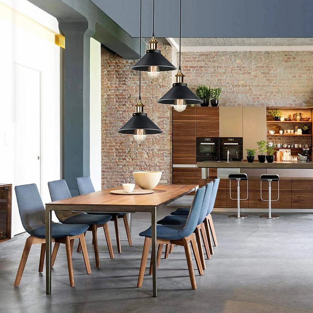 3 Heads Vintage Pendant Light,E27 Black Metal Hanging Lights,Industrial Chandelier for Dinning Room (Bulb not Included)
