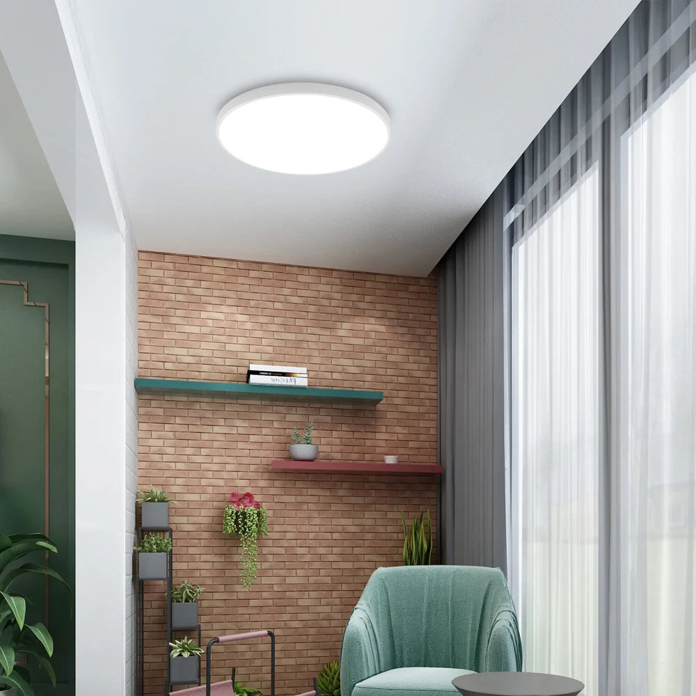 Ultra Thin Round LED Ceiling Light,6500K Cold White Light,Non-Dimmable,Modern Minimalist Ceiling Lamp for Bedroom Kitchen Living Room Home Lighting