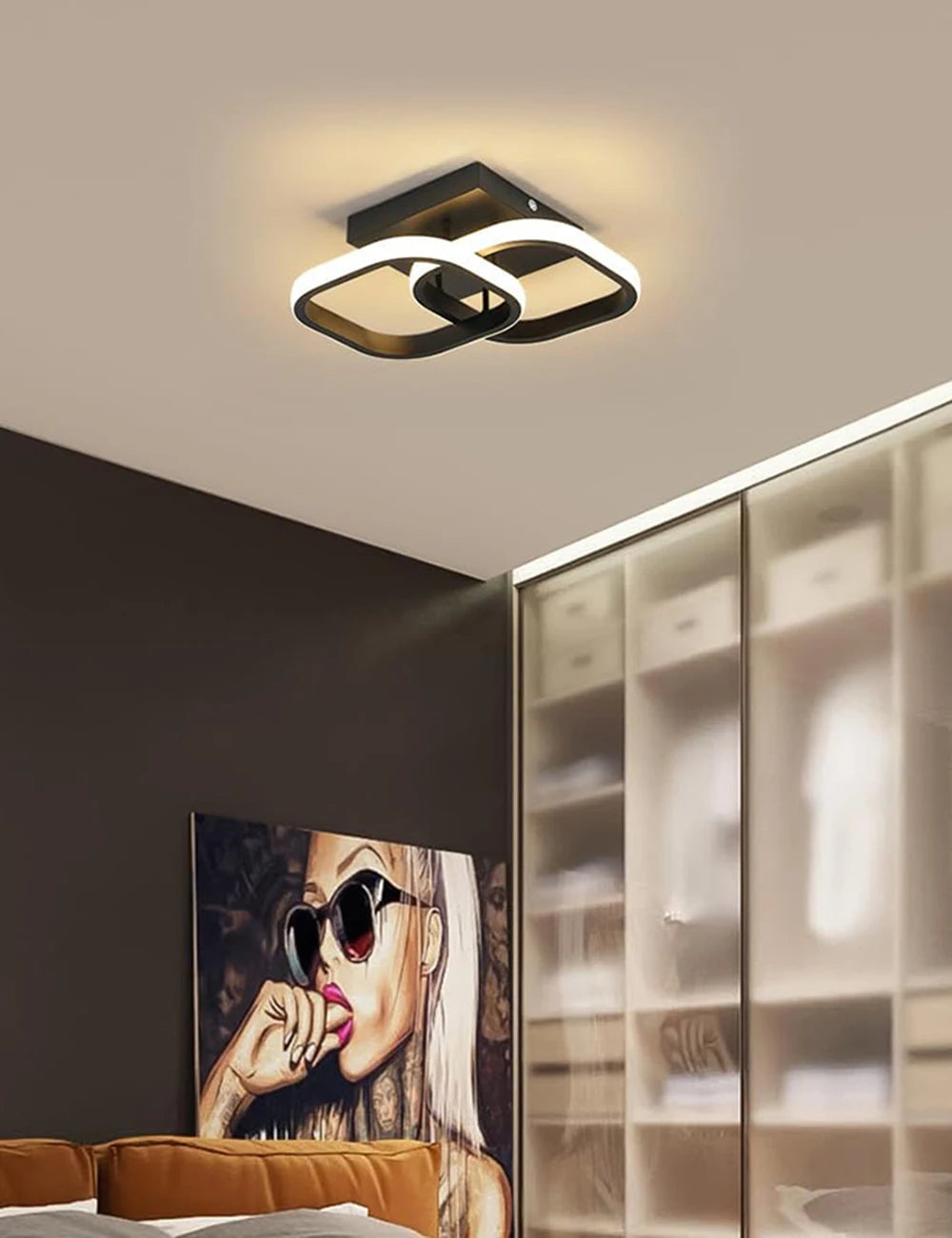 LED Ceiling Light,22W Modern Aluminum Square Ceiling Lights fixtures LED for Entrance Hallway Office Bedroom,3000K Warm White Light