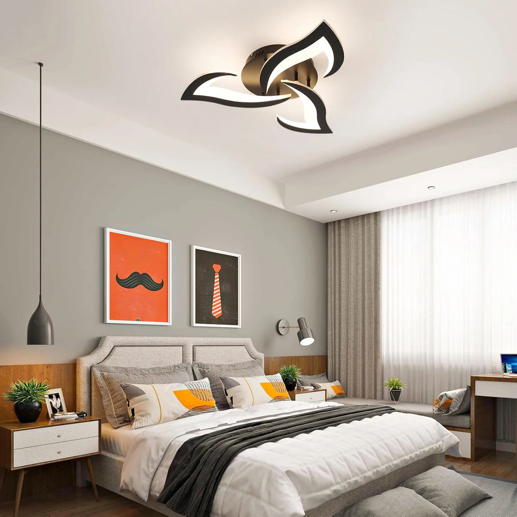 Modern Ceiling Light,35W Dimmable 3000K-6500K Ceiling Lamp Remote Control,3-Lights Flower LED Ceiling Light Fixture for Dining Room Bedroom Dinning Room