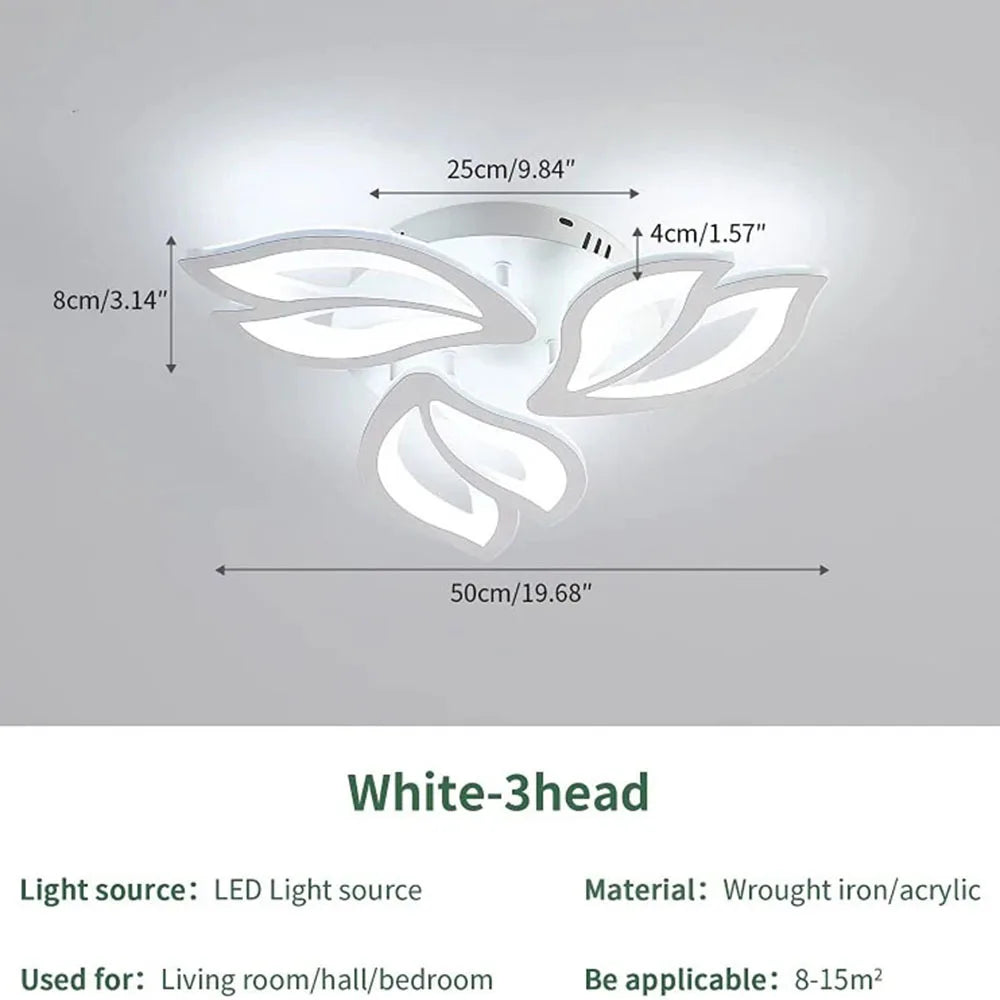 3 Heads Petal LED Ceiling Light,40W 3600LM LED Ceiling Lamp in Acrylic 6500K White Light LED Ceiling Light for Living Room