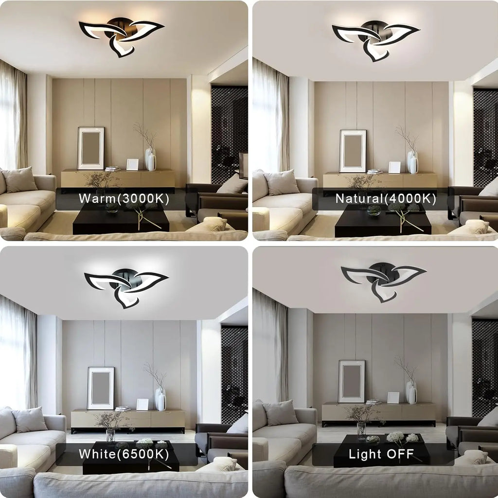 Modern Ceiling Light,35W Dimmable 3000K-6500K Ceiling Lamp Remote Control,3-Lights Flower LED Ceiling Light Fixture for Dining Room Bedroom Dinning Room