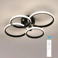 Modern 4-Ring LED Ceiling Light, 76W Dimmable 3 Color Change Flush Mount Lamp with Remote Control Black Fixture for Living Room Bedroom