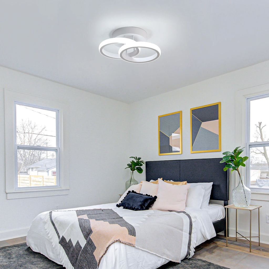 LED Ceiling Light, 2 Rings 22W Chandelier Modern Creative Design Ceiling Lamp for Corridor, Office, Bedroom
