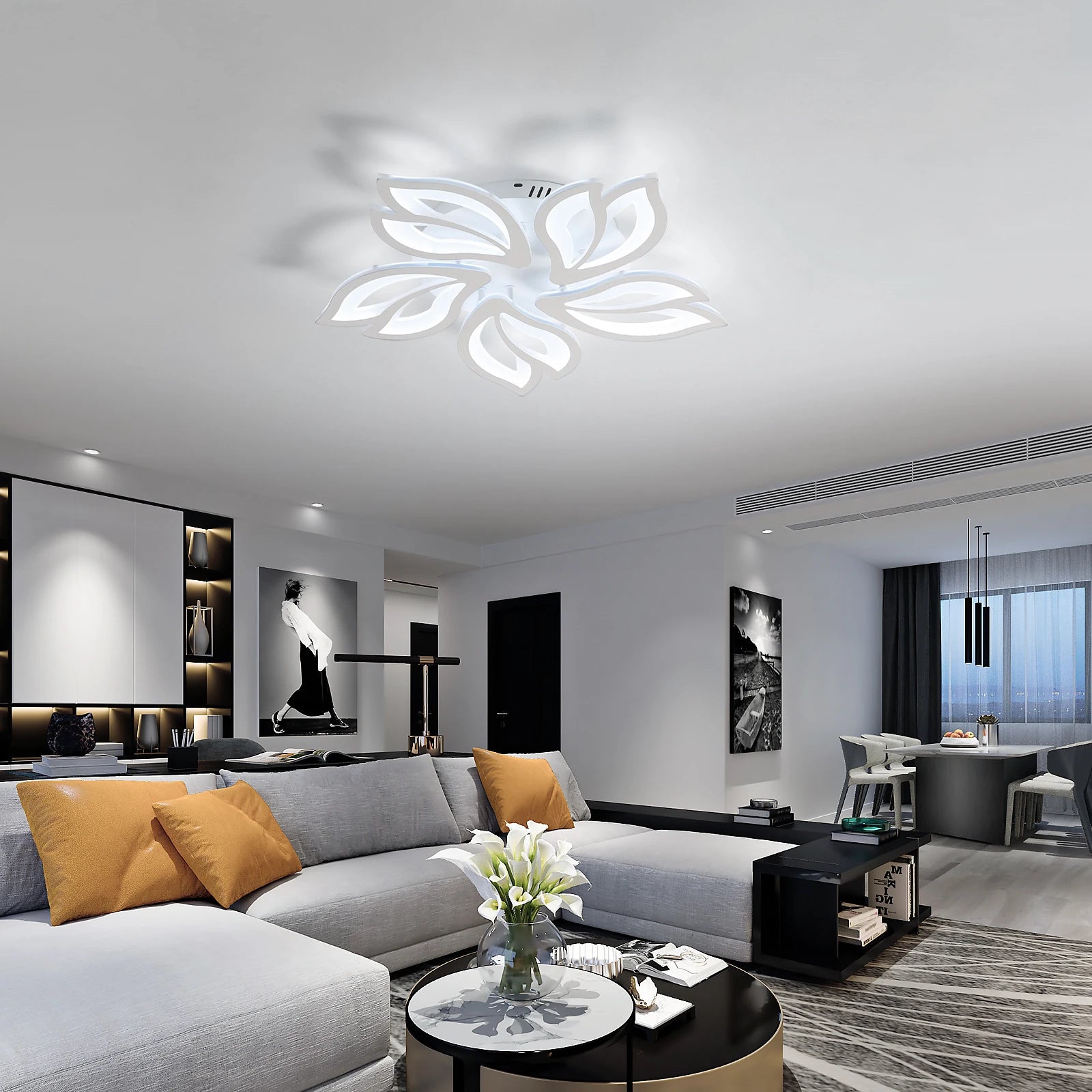 Modern Flower LED Ceiling Light, Non-dimmable Indoor Ceiling Lamp for Bedroom Living Room,Cold White Light 6500K