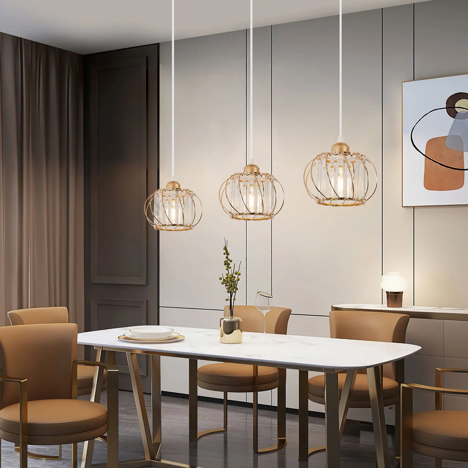 Crystal Pendent Light Fixture,Modern Mini Semi Flush Mount Chandeliers for Dinning Room,Hallway（Bulb not included)