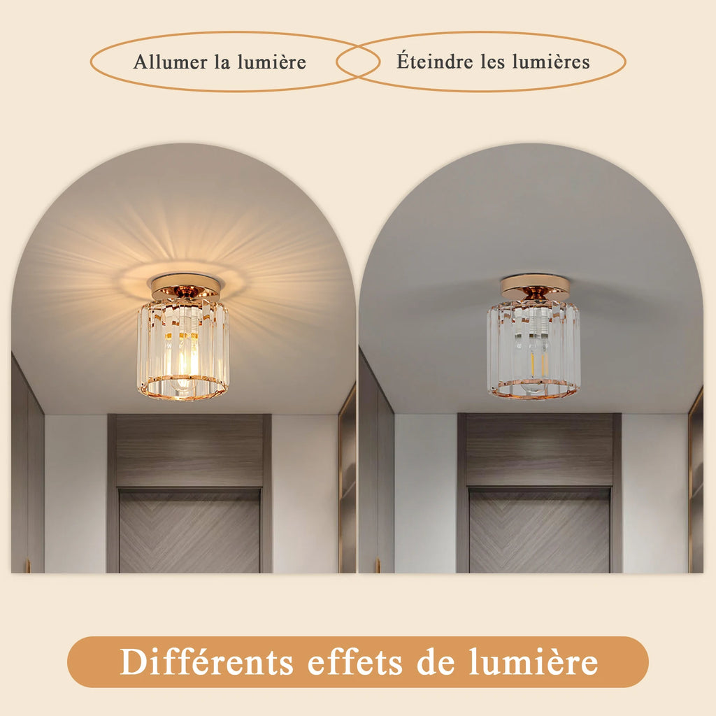 Modern Ceiling Light,Mini Crystal Chandelier,Close-to-Ceiling Lighting Fixture For Dining Room,E27 Base (Bulb Not Included)