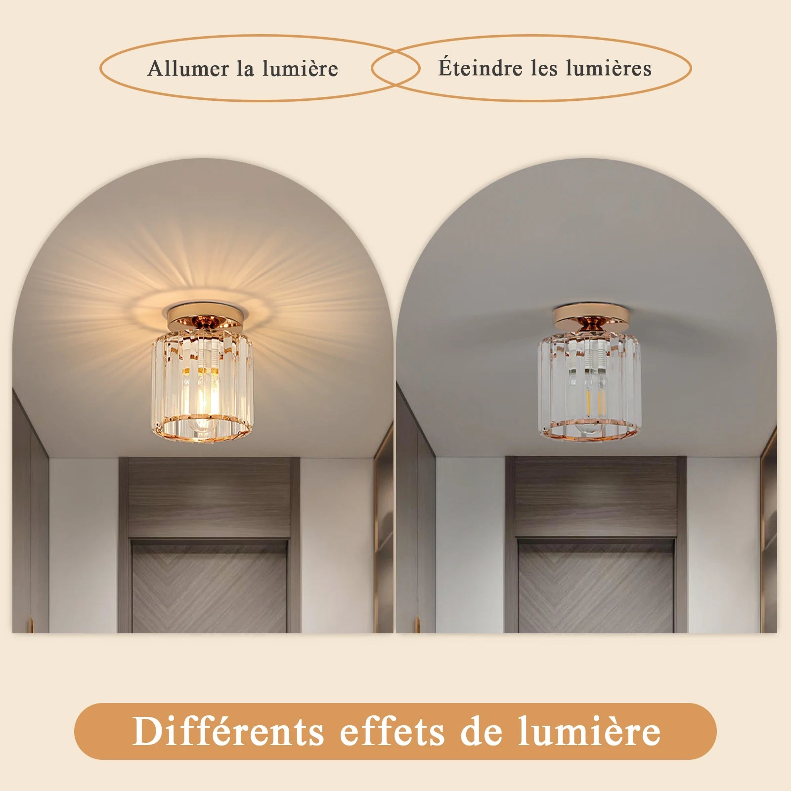 Modern Ceiling Light,Mini Crystal Chandelier,Close-to-Ceiling Lighting Fixture For Dining Room,E27 Base (Bulb Not Included)