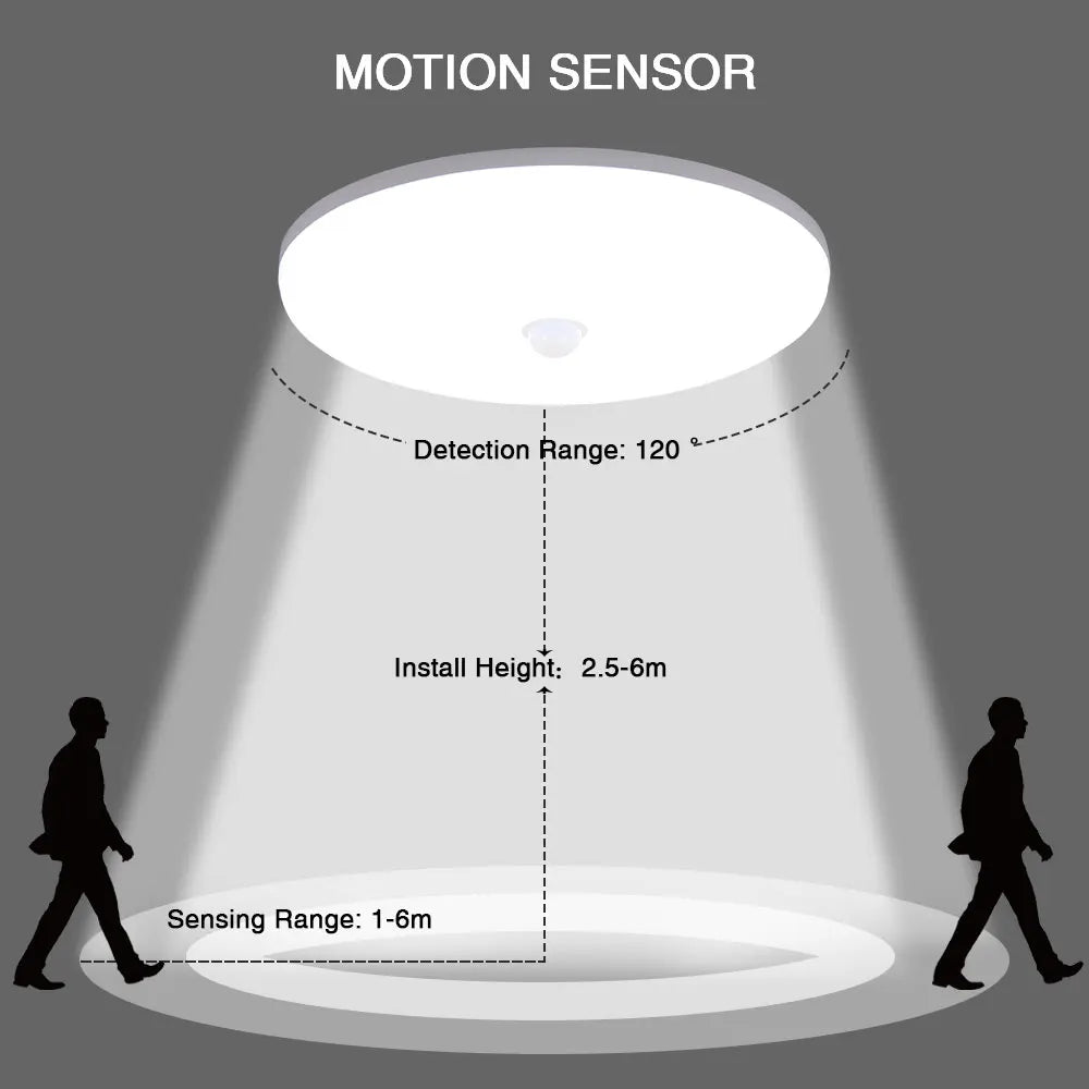 LED Ceiling Light with Motion Sensor,36W 2800LM Modern Round LED Ceiling Lamp for Outdoor,Hallway,Balcony,Cold White Light
