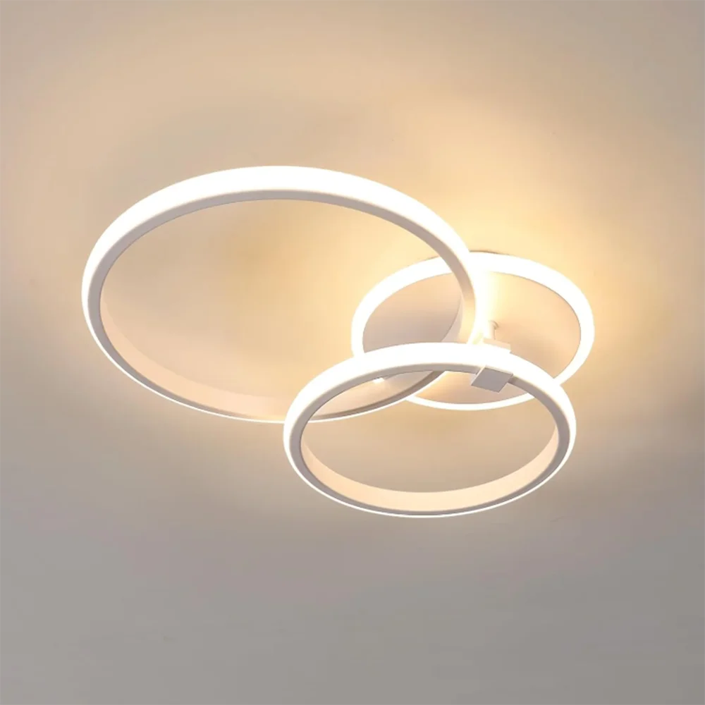 Modern 3 Rings 42W LED Ceiling Light Warm White 3000K Non-Dimmable Flush Mount Ceiling Lamp for Living Room Bedroom Home Decor