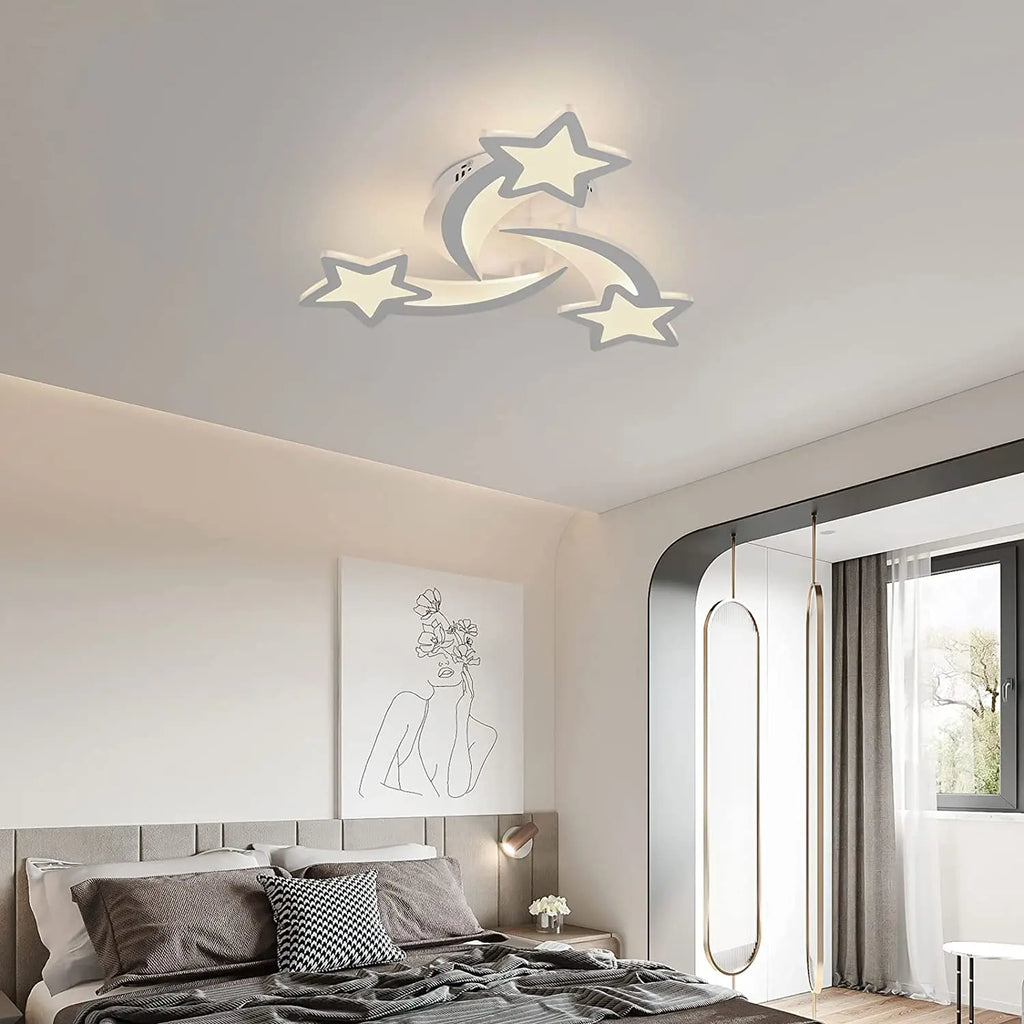 LED Ceiling Light With Remote Control,Star Shapes Lamp,30W 3000LM Ceiling Light,3000K - 6500K Dimmable Bedroom Chandelier,Living Room