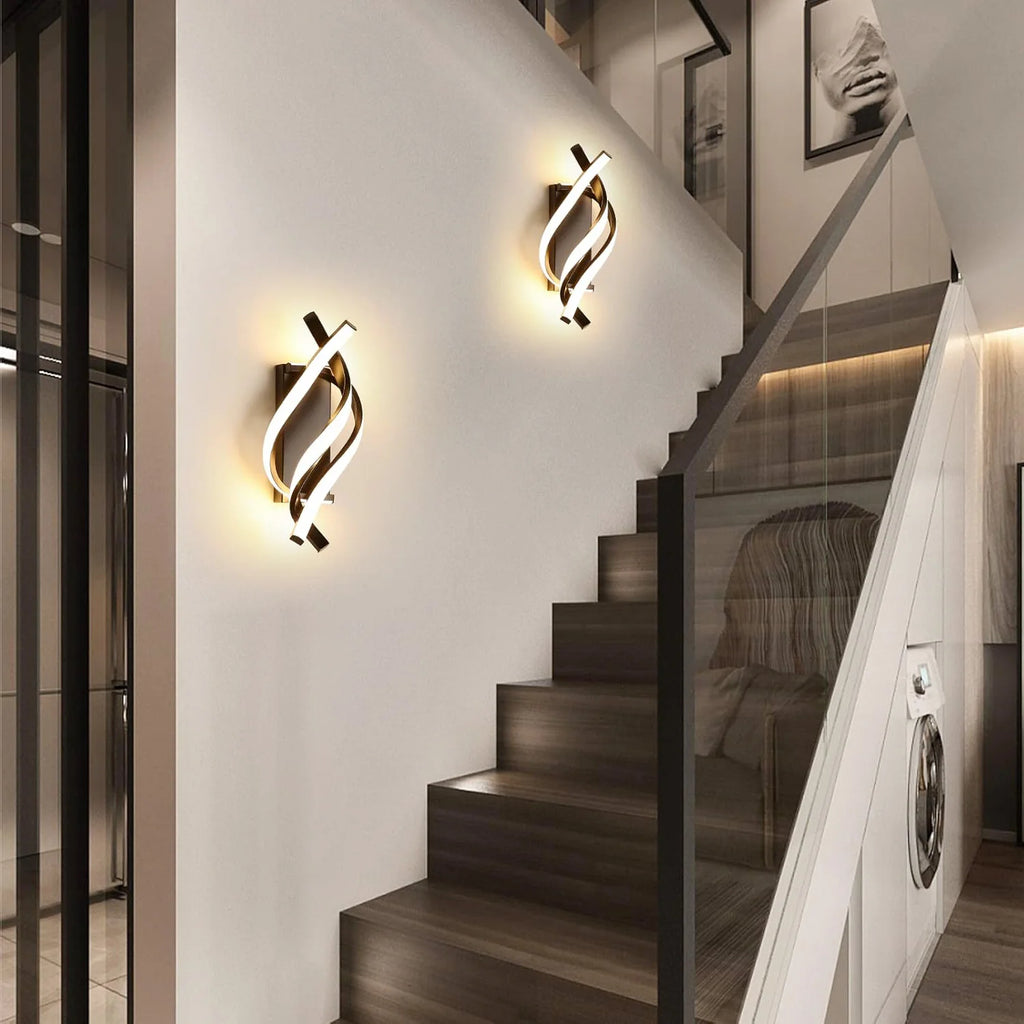 LED Wall Sconce,22W Spiral Twisted Design Wall Light Metal Indoor Lighting Fixture for Bedroom Living Room Corridor,Warm Light 3000K
