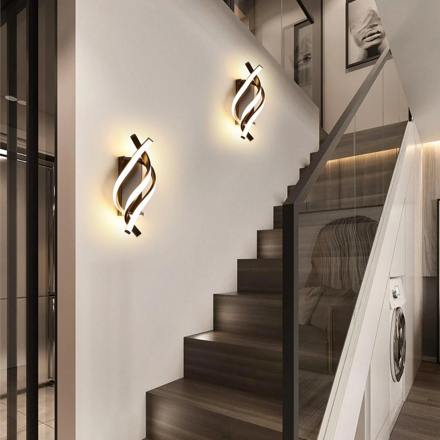 LED Wall Sconce,22W Spiral Twisted Design Wall Light Metal Indoor Lighting Fixture for Bedroom Living Room Corridor,Warm Light 3000K