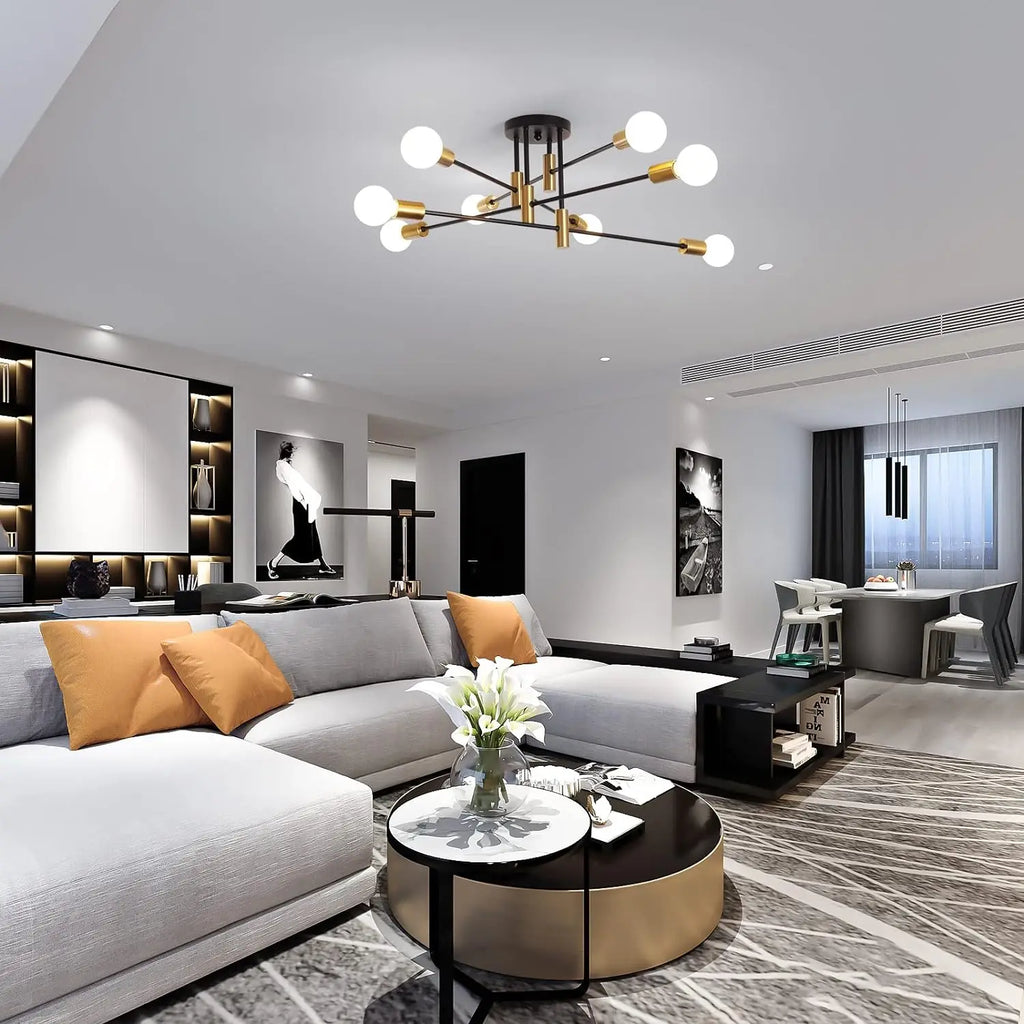8-Light Ceiling Lamp,E27 Base Industrial Ceiling Lights,Ceiling Lamp for Dining Room,Bedroom(Bulb Not Included)