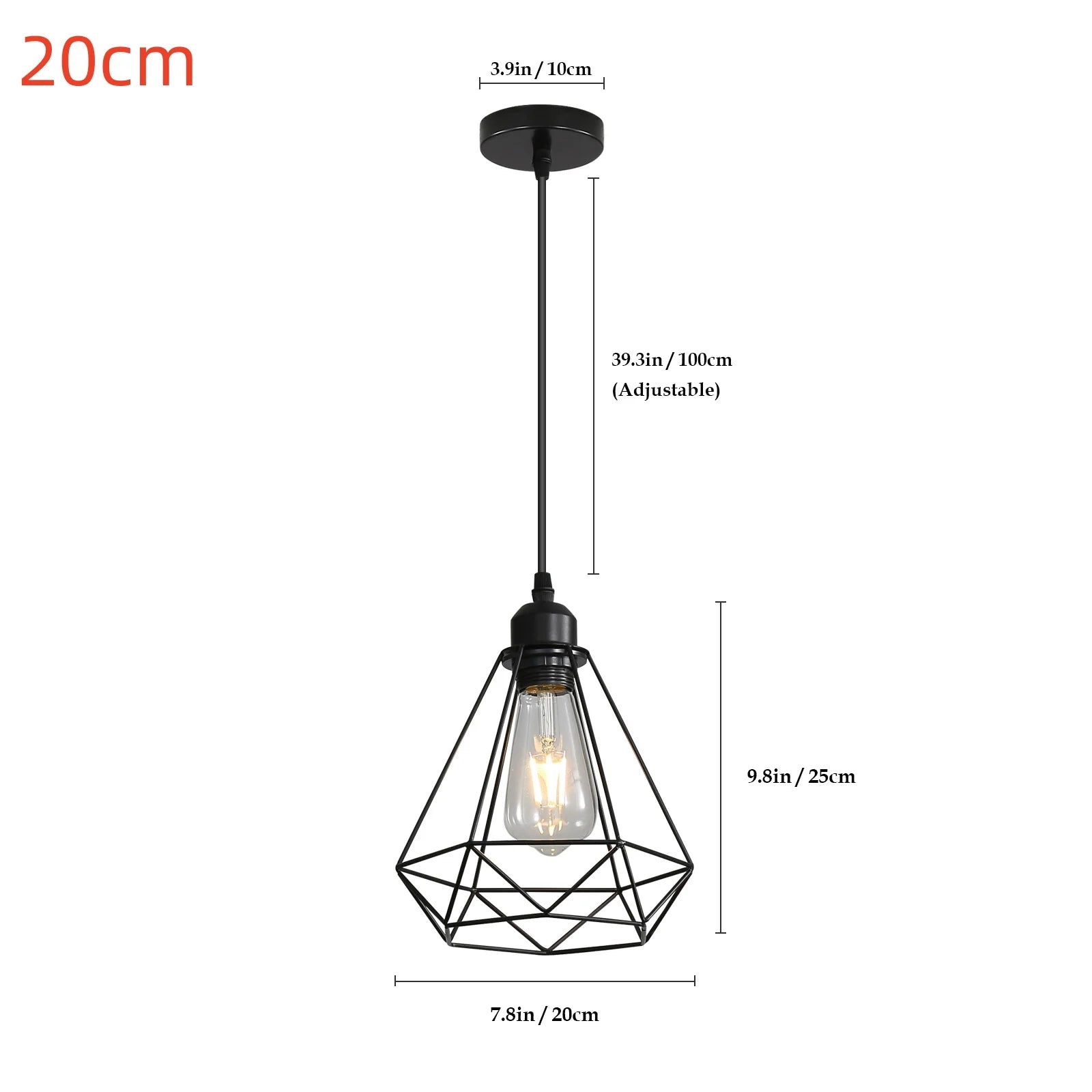 Industrial Pendant Light,E27 Vintage Metal Pendant Light Black Cage Lamp Retro Ceiling Light Shade（Bulb not included）