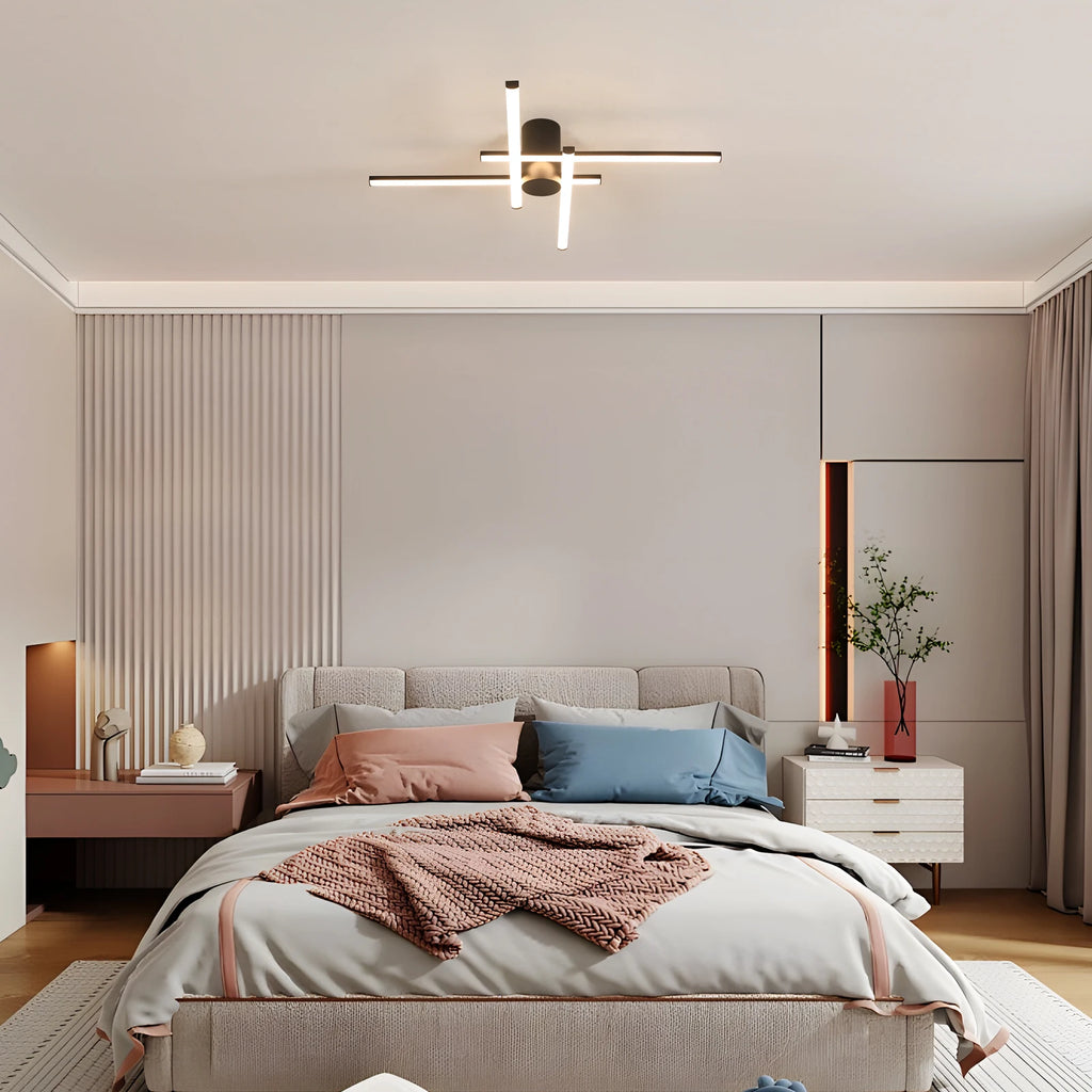 4 Built-in LED Boards Ceiling Light, 24W Black Elegant Design Ceiling lamp,3000K Warm  Light Fixture For Bedroom,Hallway