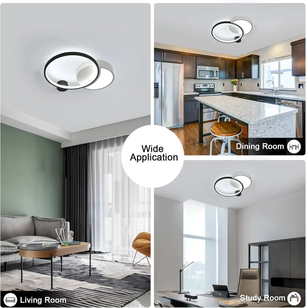 Dimmable LED Ceiling Light,Modern Black White Round Lights with Remote Control,31W 2790LM Dimmable 3000K-6500K Ceiling Lamp