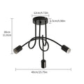 Vintage 3-head Lights Ceiling Lamp,Artistic Lines Iron Chandelier for Living Room Restaurant (Bulbs  not Included)