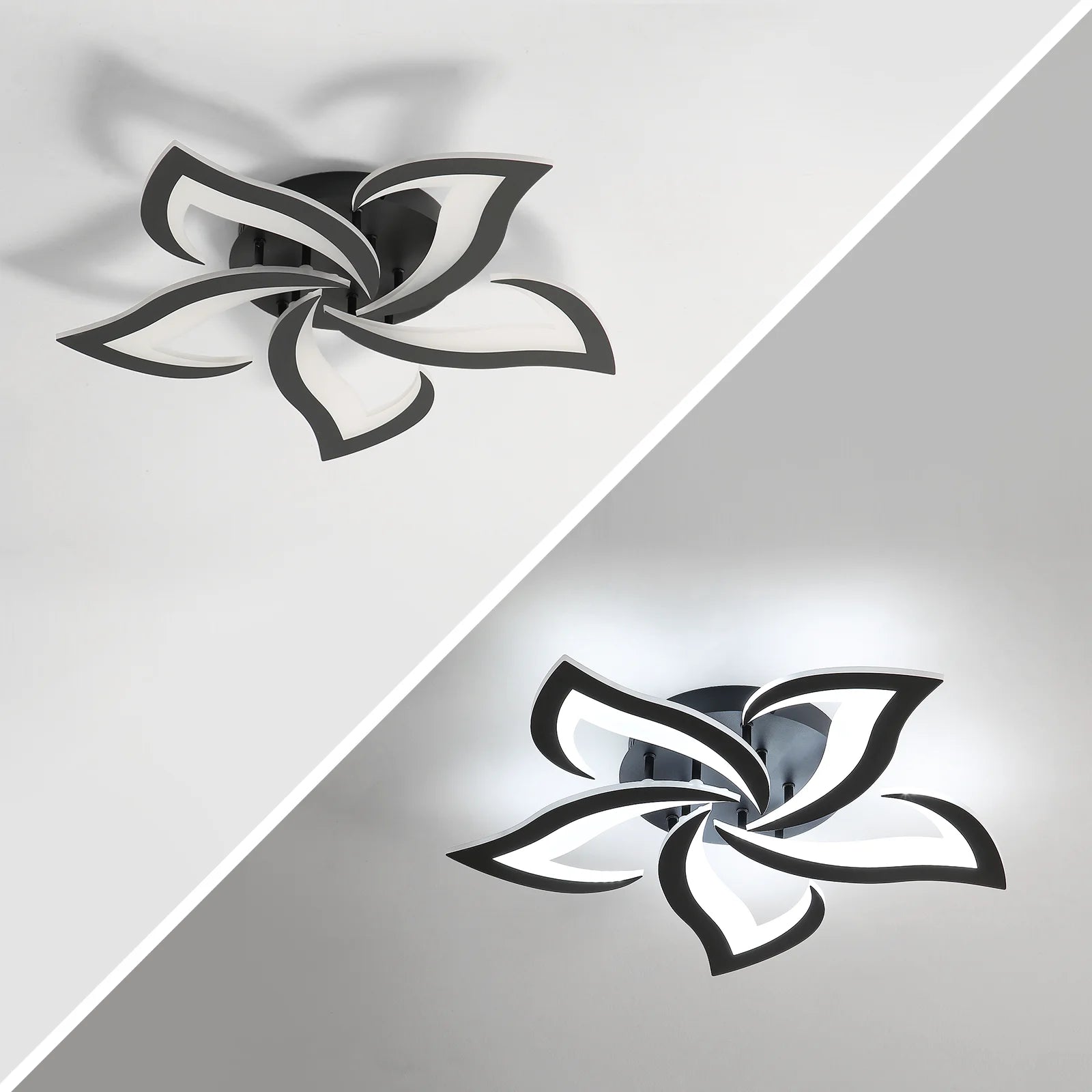 Mordern LED Ceiling Light,60W 6500LM LED Ceiling Lights Cool White 6500K,Creative Petals Design Chandelier for Living Room