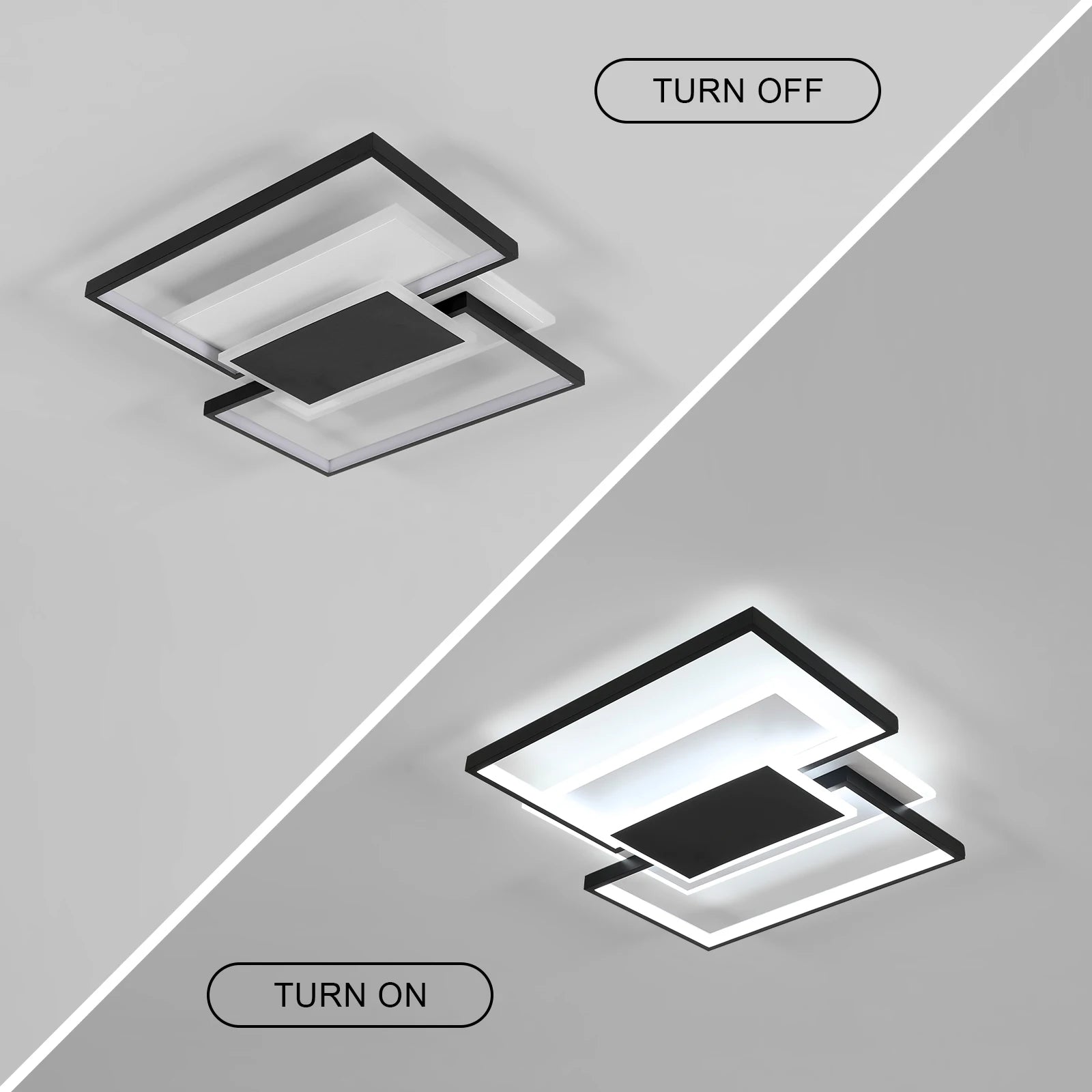 LED Ceiling Light,54W Dimmable with Remote Control,2 Squares Aluminium Ceiling Lamp For Bedroom,Living Room 3000K-6000K