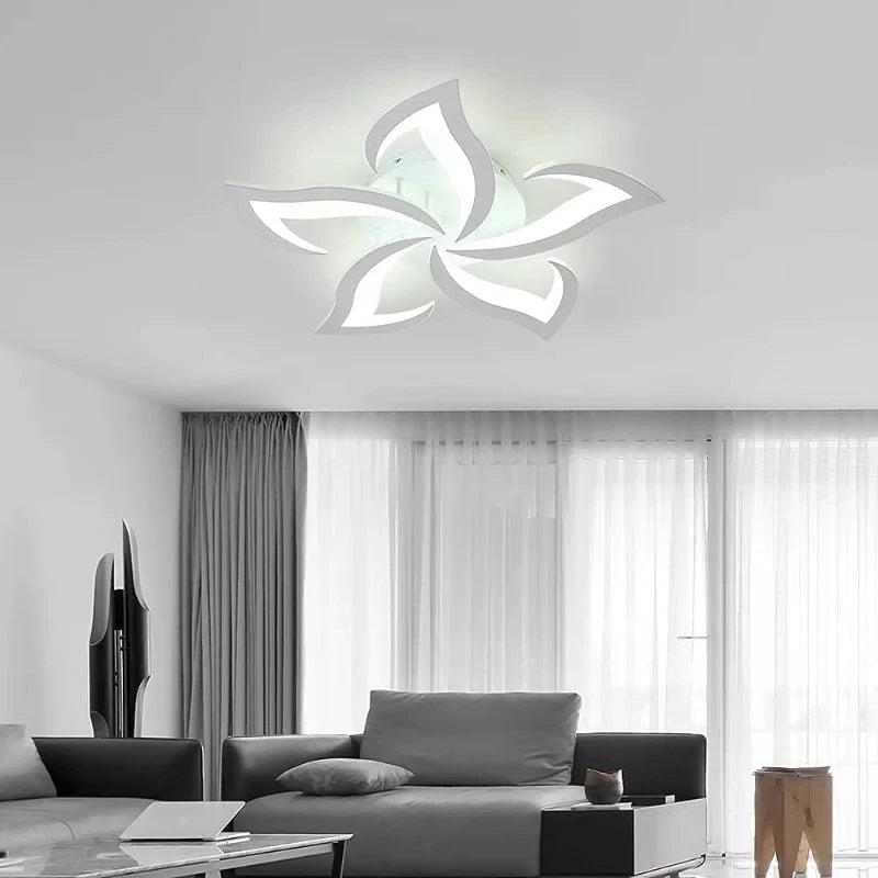 Mordern LED Ceiling Light,5 Heads of Petals 60W 6500LM LED Ceiling Lights,Cool White 6500K Chandelier for Living Room,Bedroom