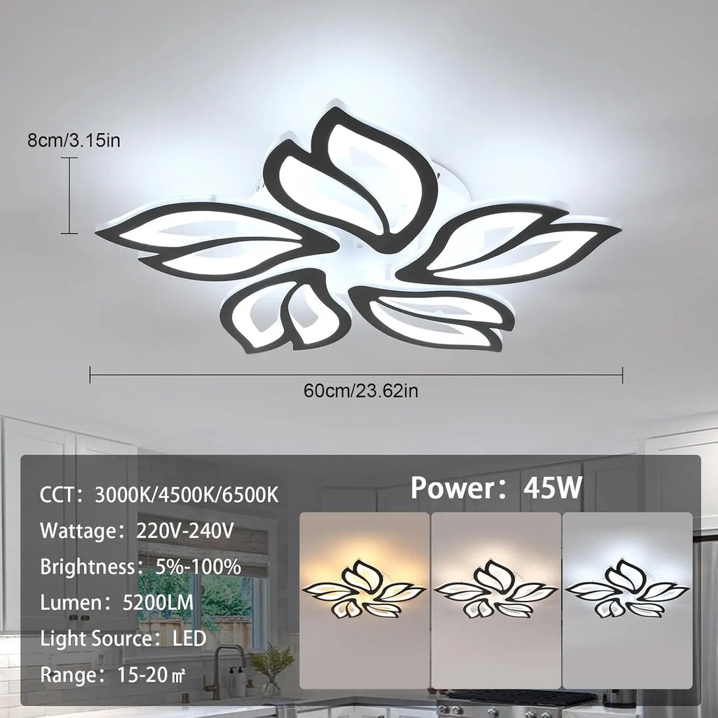 Dimmable LED Ceiling Light,Use APP Ceiling Lamp Petals with Remote Control,3000K/4500K/6500K For Living Room