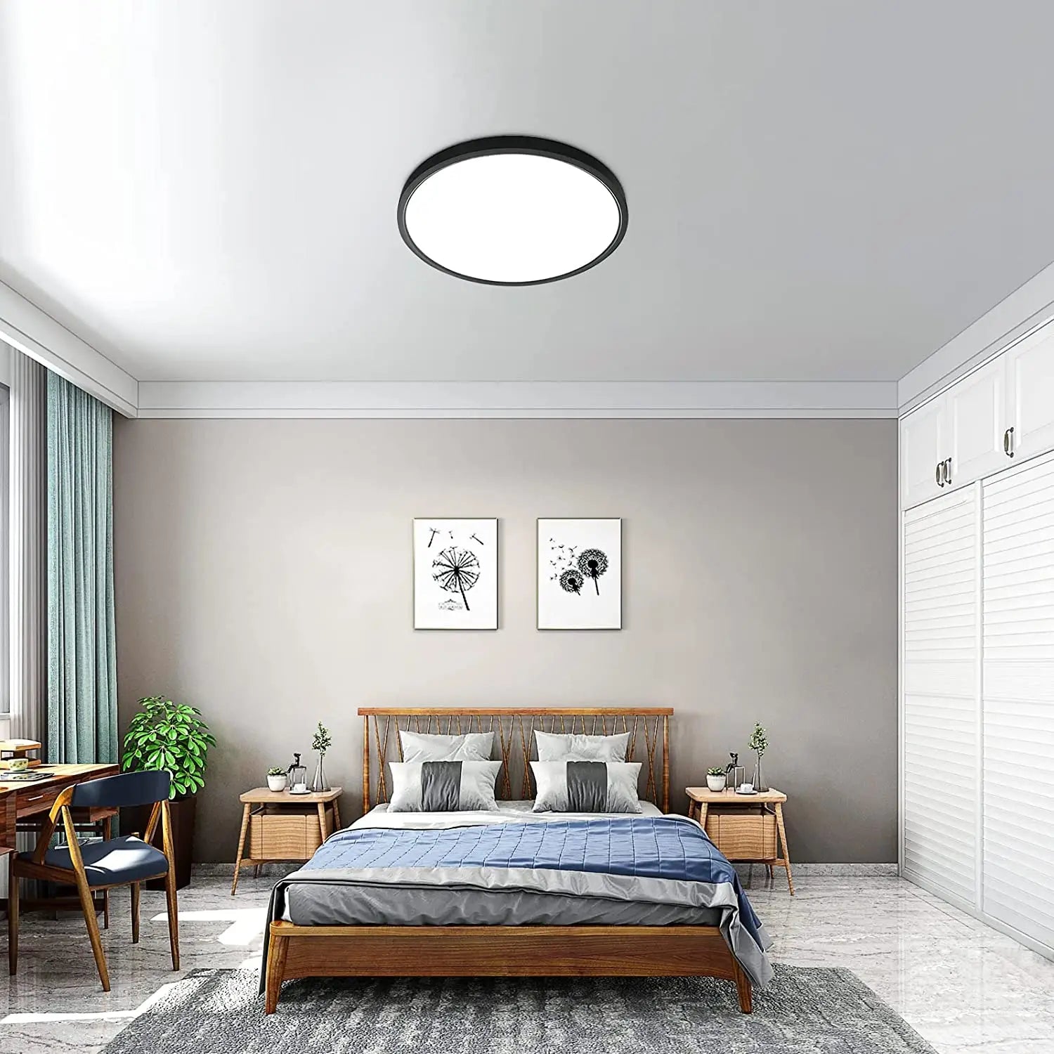 LED Flush Mount Ceiling Light,24W 2050LM Round Ceiling Lights,Ultra-Thin Ceiling Lamp for Bedroom,White Light 6500K
