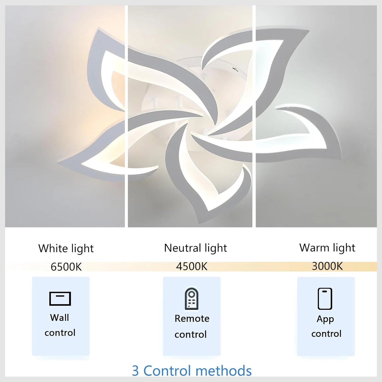 Dimmable LED Ceiling Light,Modern Ceiling Lamp With Remote Control,Creative Petal Ceiling Light For Living Room 3000K-6500K