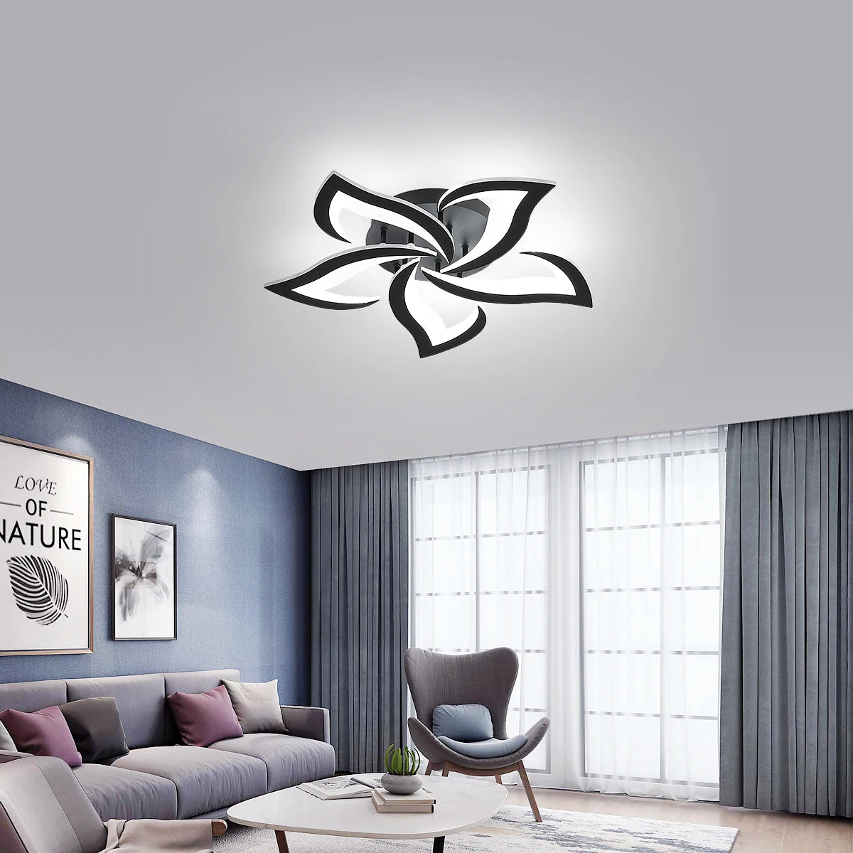 Dimmable LED Ceiling Light,40W 4700LM Modern Acrylic Ceiling Lights with Remote Control,Creative Petals Design For Living Room