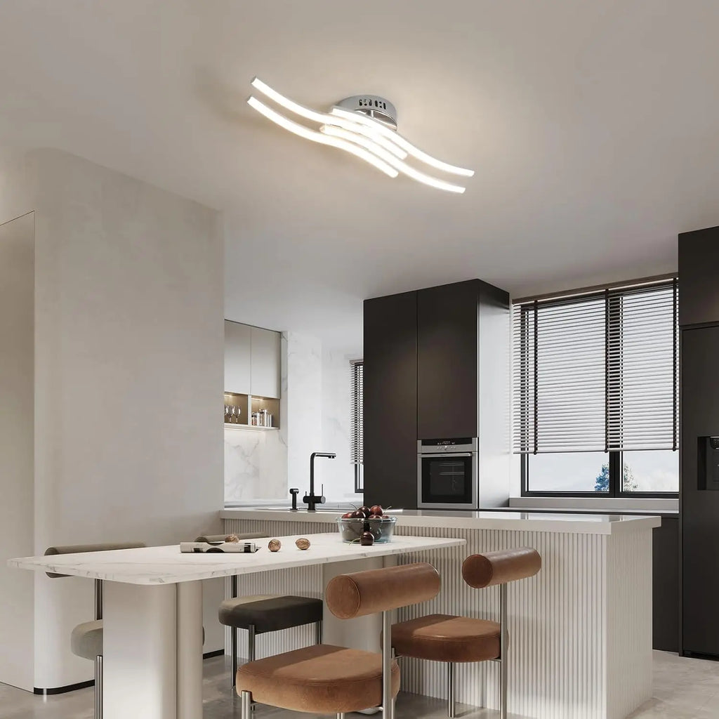 LED Ceiling Light,4 Built-in Wave Led Boards Design Ceiling Lamps,24W 2160LM Ceiling Lighting for Office,4500K Neutral Light