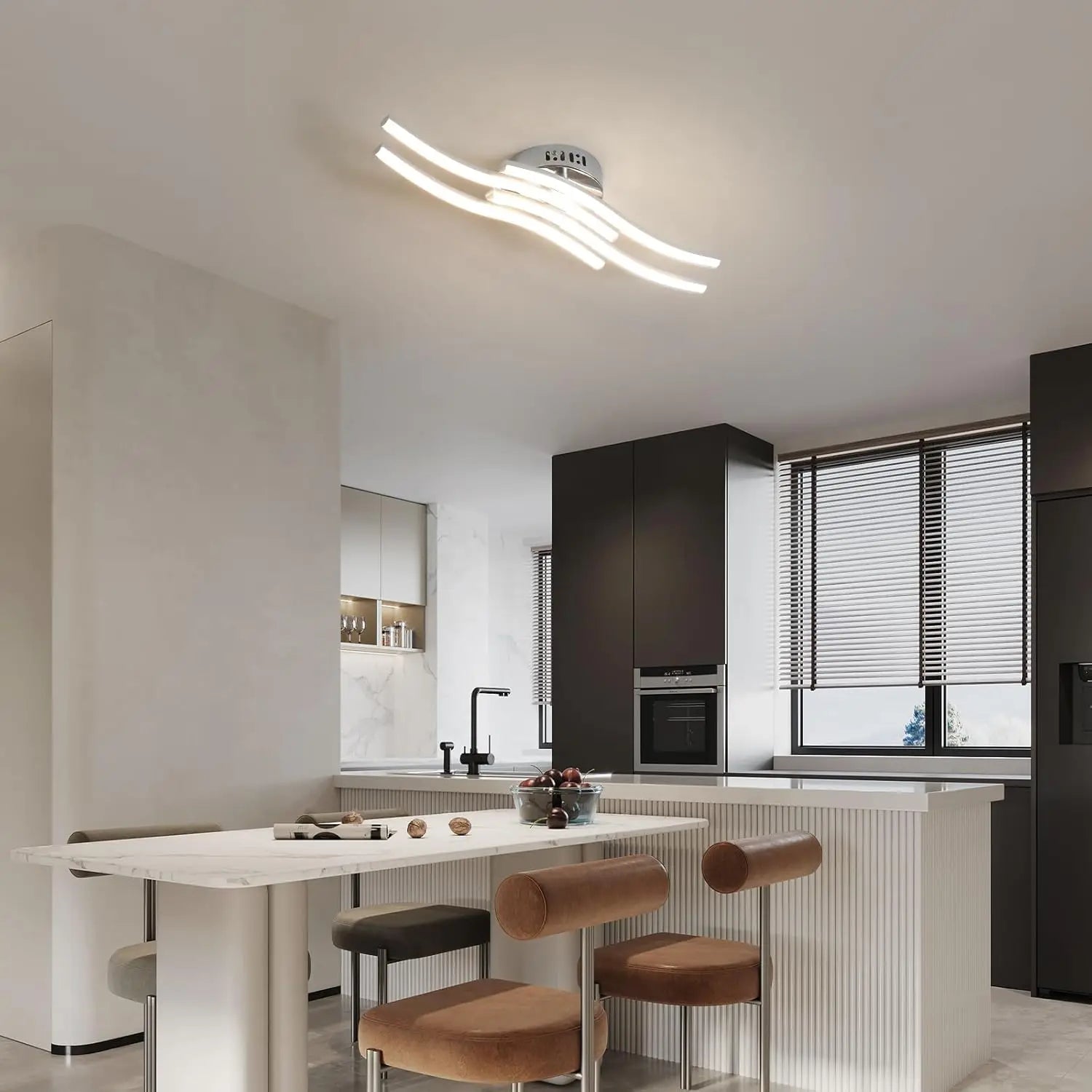 LED Ceiling Light,4 Built-in Wave Led Boards Design Ceiling Lamps,24W 2160LM Ceiling Lighting for Office,4500K Neutral Light
