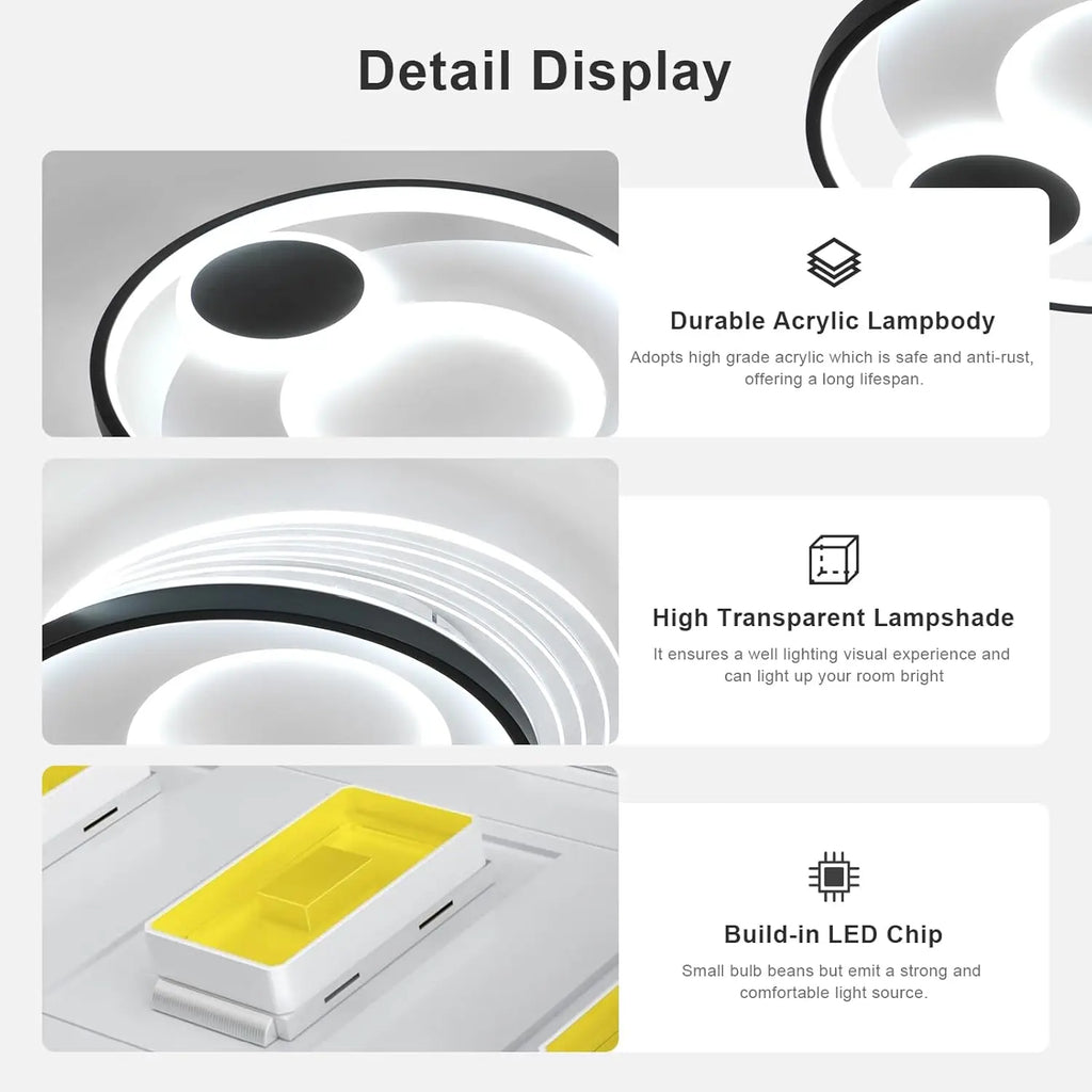 Dimmable LED Ceiling Light,31W Modern Ceiling Lamp Adjustable 3000-6500K For Living Room,Bedroom