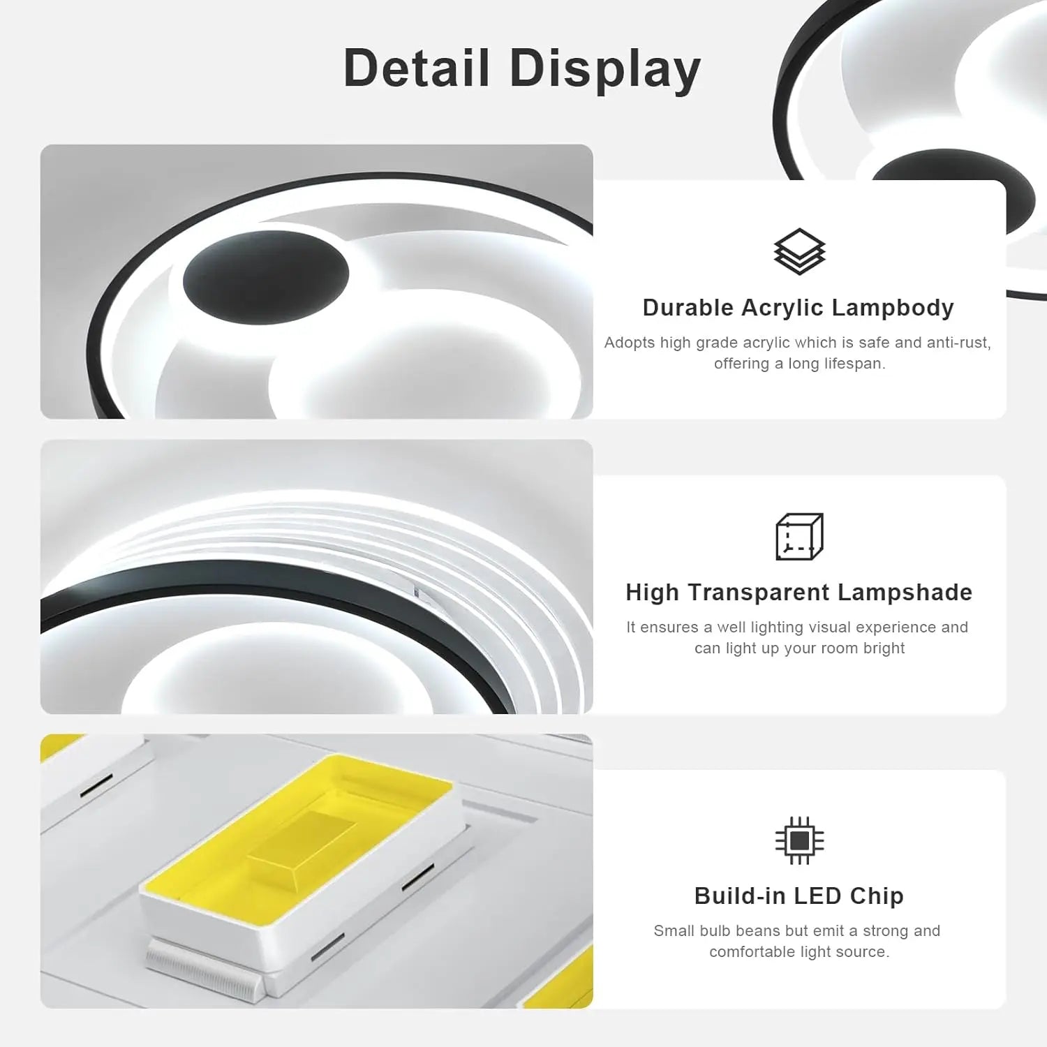 Dimmable LED Ceiling Light,31W Modern Ceiling Lamp Adjustable 3000-6500K For Living Room,Bedroom
