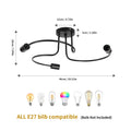 Industrial Ceiling Light,3 Way Semi-Flush Ceiling Light Metal E27 Base,Chandelier Fixture for Bedroom  (Bulbs not Included)