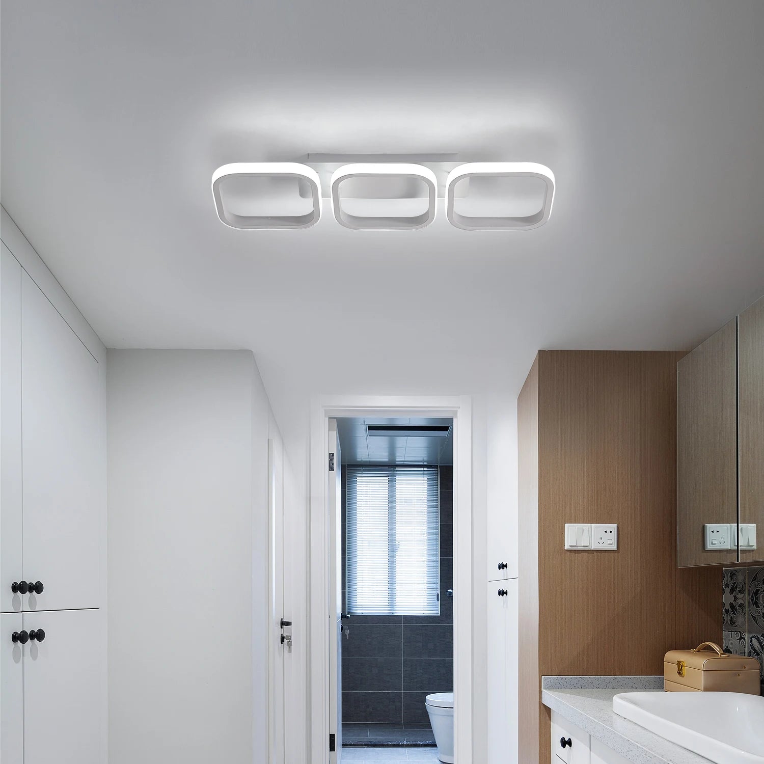 LED Ceiling Light,3 Squares Ceiling Lamps Fixture Flush Mount Ceiling Light 6500K Cool White Light for Living Room