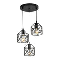 Metal Pendant Light,3-Light LED Nordic Creative Iron Chandelier E27 Geometric Pendant Lights For  Bar Office（Bulb not included）