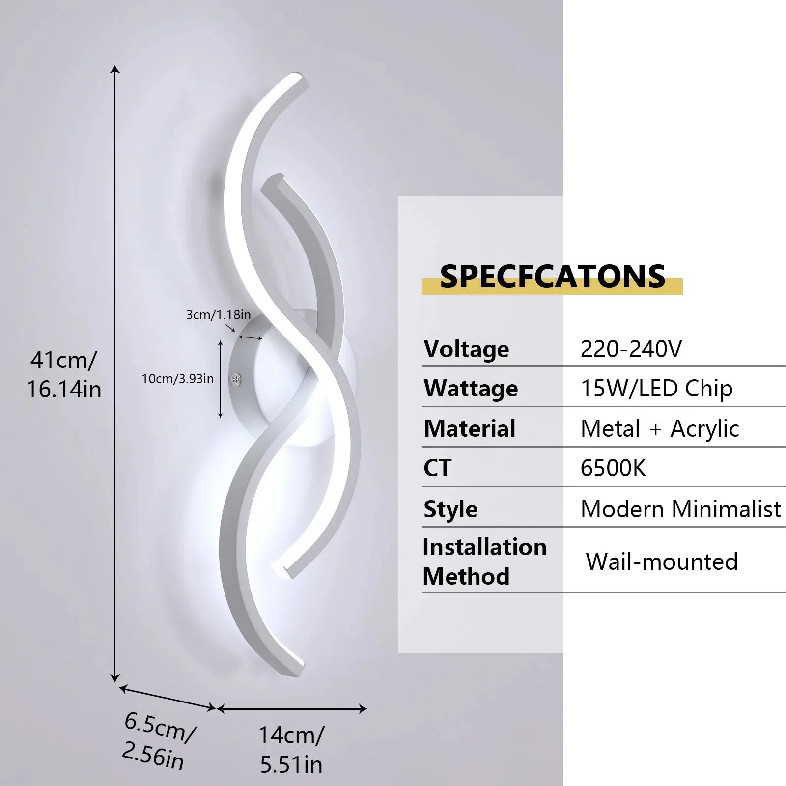 Wave White – nowoczesny kinkiet ścienny