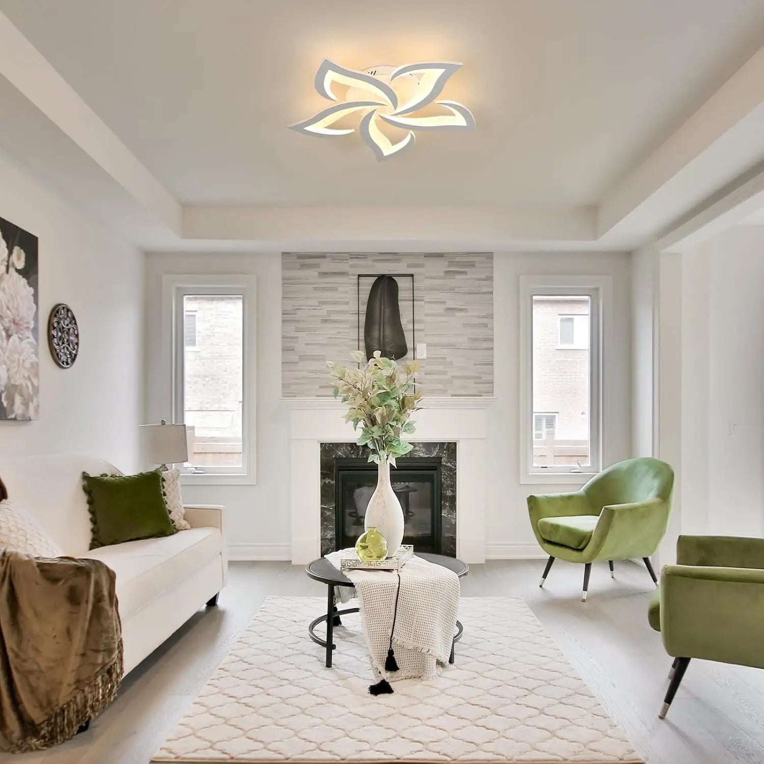 Dimmable LED Ceiling Light,Modern Ceiling Lamp With Remote Control,Creative Petal Ceiling Light For Living Room 3000K-6500K