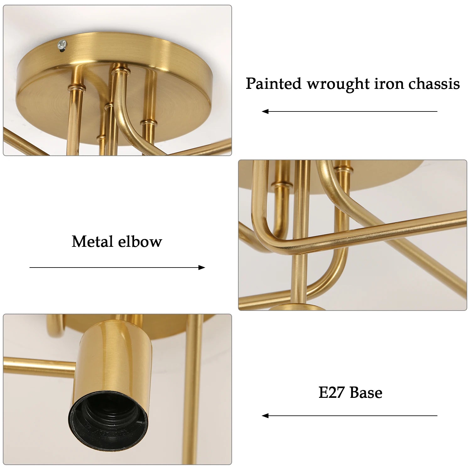 5-Lights Ceiling Light,Industrial Ceiling Lamp,Brass Chandeliers E27 Base for Bedroom,Living Room,Bar（Bulb not included）