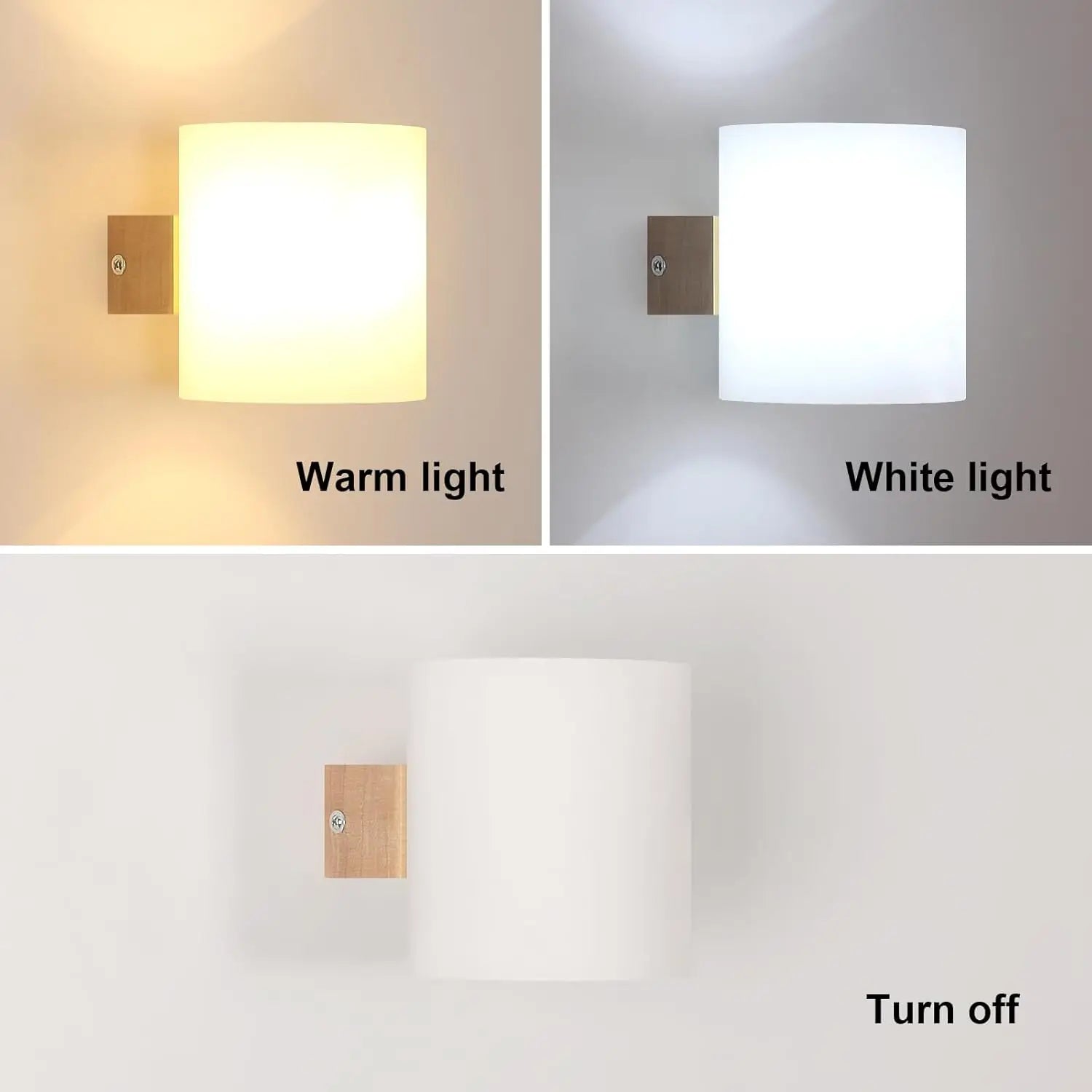 Indoor Wall Light,Wall Mounted Wooden Sconce, E27 Vintage Wall Lamp with Glass Lampshade,Wall Light For Bedroom,Hallway,Staircase,Stairs(Bulb not Included)