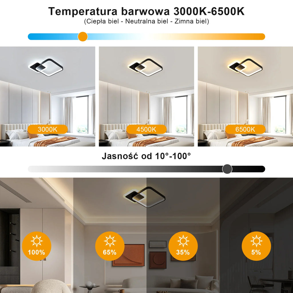 Dimmable Ceiling Light with Remote Control,20W Ceiling Lights Fixtures Brightness Adjustable 3000K-6500K For Living Room