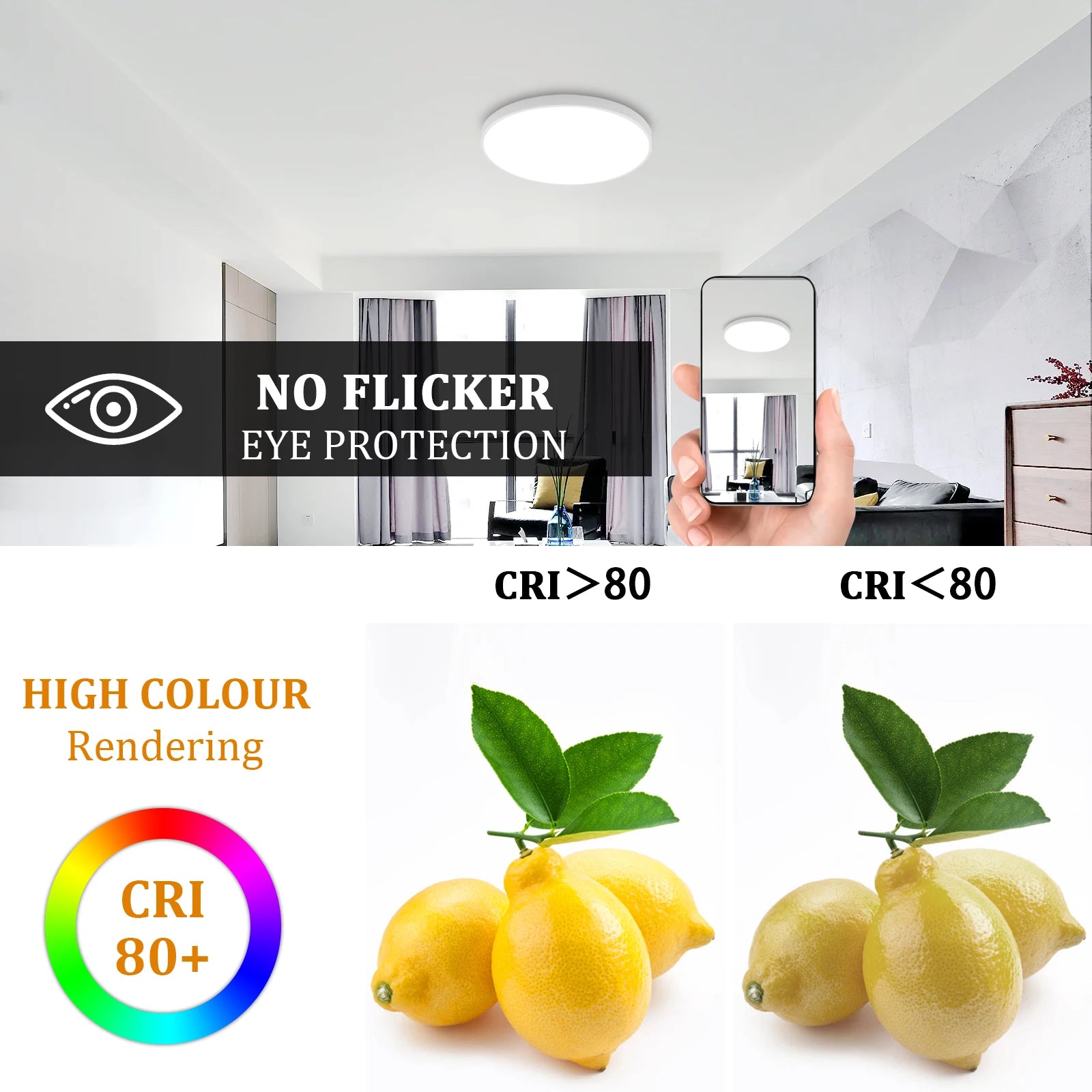 Ultra Thin Round LED Ceiling Light,6500K Cold White Light,Non-Dimmable,Modern Minimalist Ceiling Lamp for Bedroom Kitchen Living Room Home Lighting