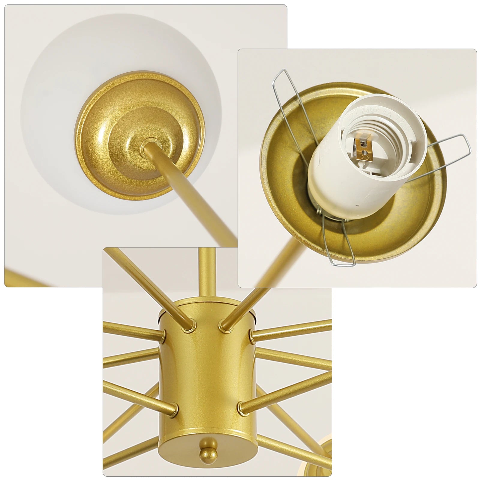 Modern Sputnik Chandelier Light Fixture, 8+4 Heads Globe Flush Mount Ceiling Light Milk Glass Ball Chandelier For Kitchen Island Lighting Fixture (Bulb Not Included)