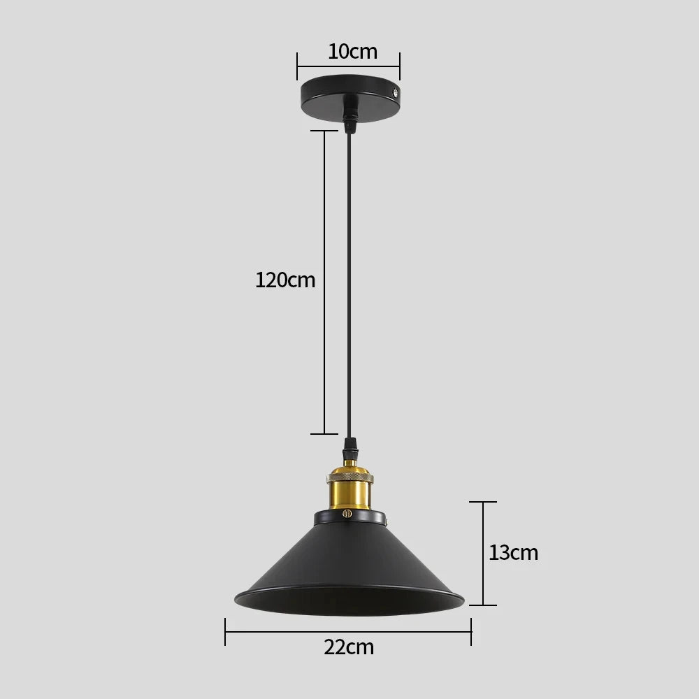 Vintage Pendant Light, Simple Hanging Ceiling Lamp,Retro Chandelier with Ø22cm Lamp Shade （Bulb not included）